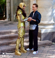 Steve Trevor (reincarnated) with Wonder Woman 1984 in gold armor